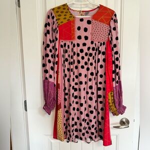 Anthropologie Flowy Bold Patterned Mini Dress